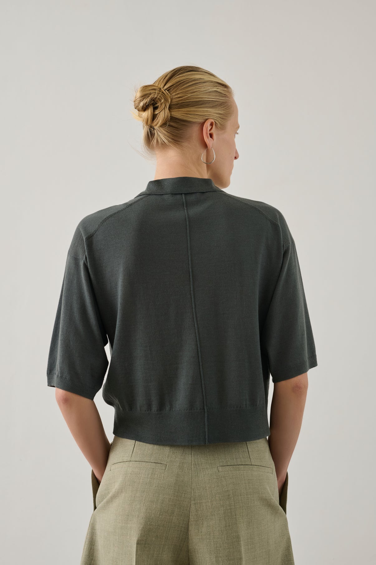 Polo Elton - Gris/Bleu - Laine mérinos - Femme vue 3