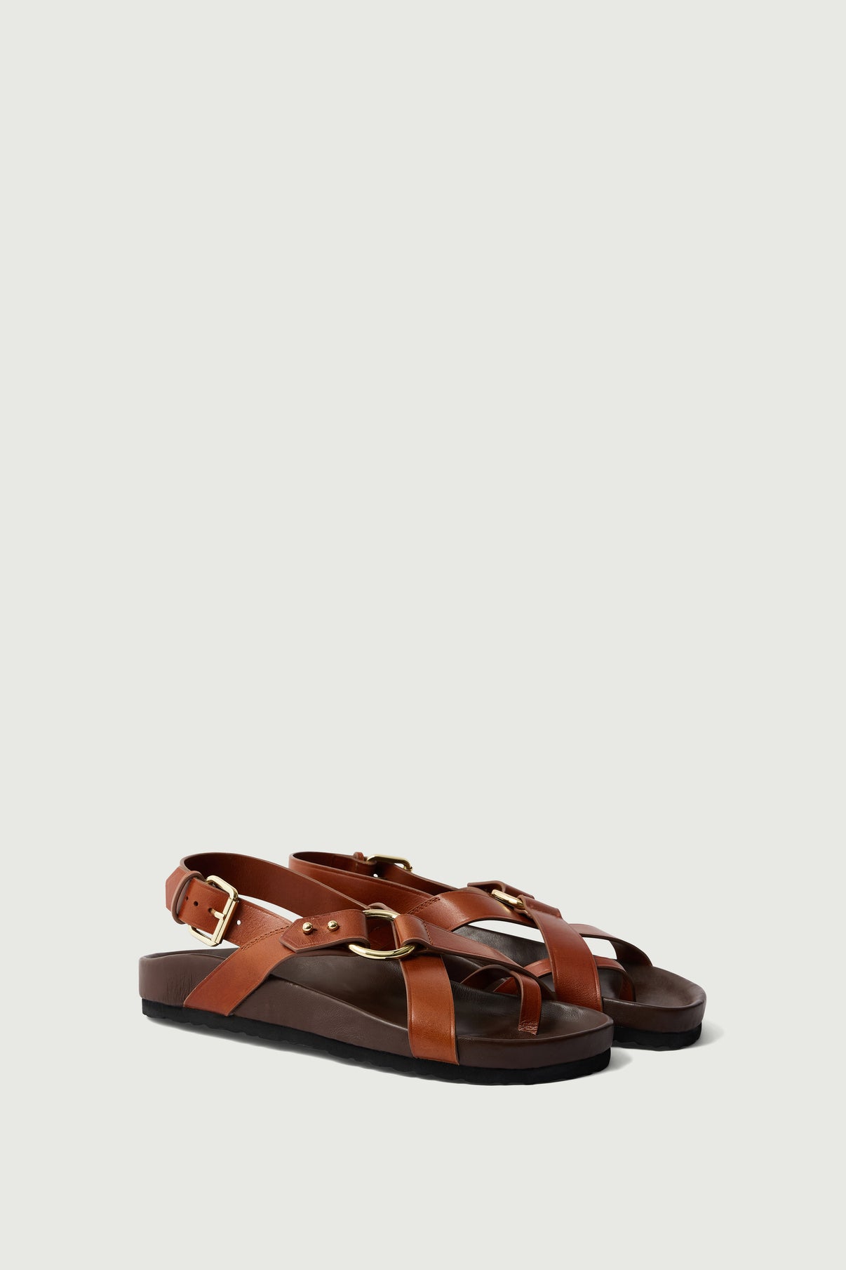 Sandales Mexico - Cognac - Cuir - Femme vue 3